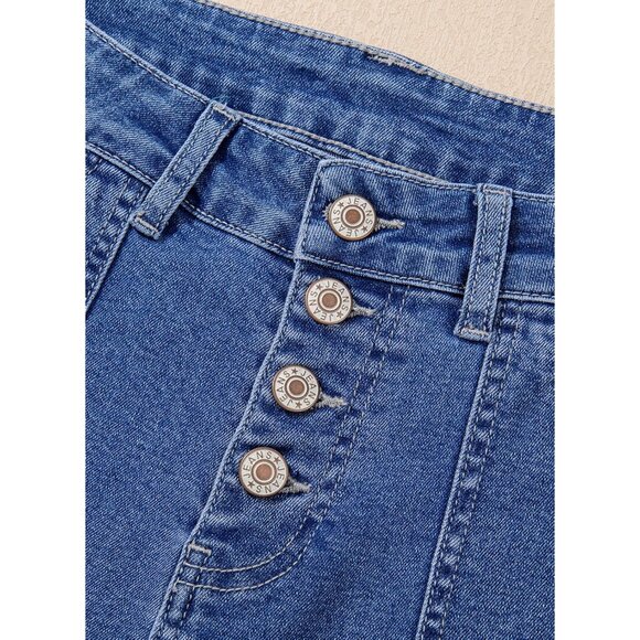 Women High Rise Straight Leg Jeans Stretch Denim Pants Inseam 29 Inches - Picture 9 of 9